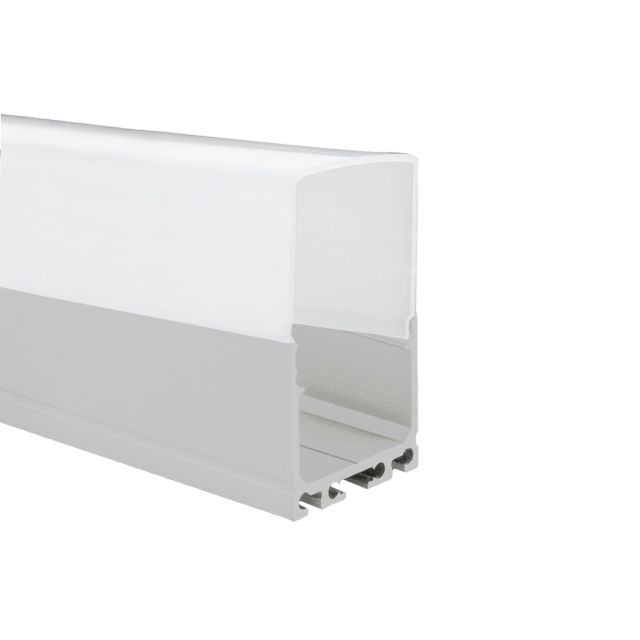 Profi LED Aufbauprofil Maxi 24 opal, 2 Meter inkl. hoher milchiger Abdeckung