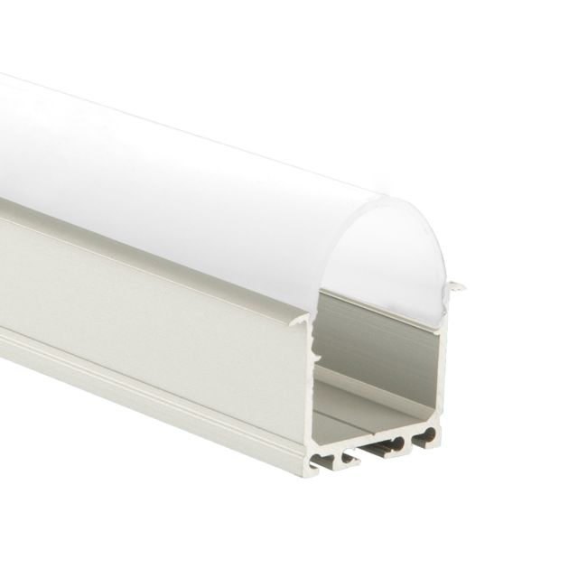Profi LED Aufbauprofil Maxi 24 opal, 2 Meter inkl. runder milchiger Abdeckung