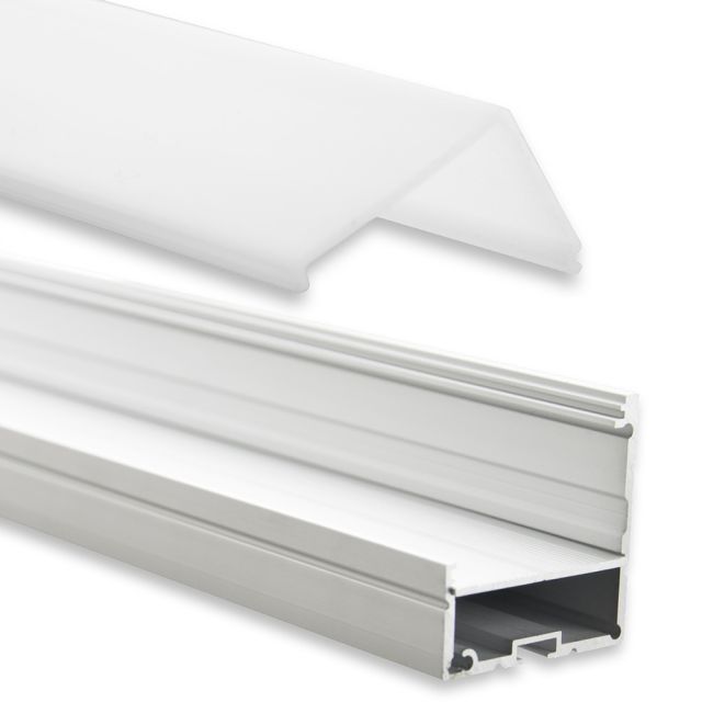 Profi LED Eckprofil Side 35 opal, 2 Meter inkl. milchiger Abdeckung