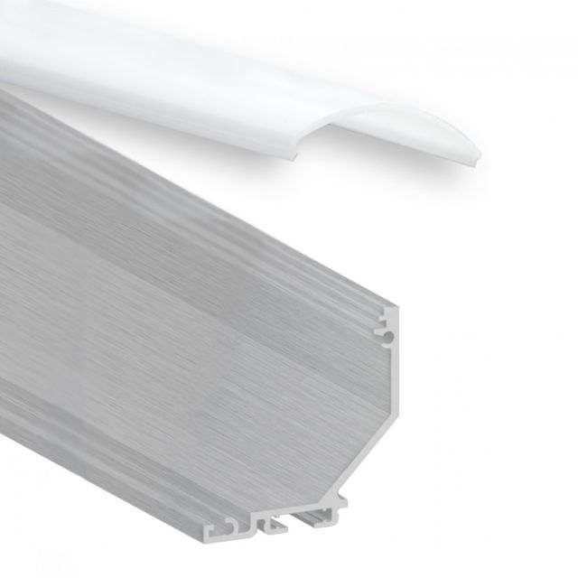 Profi LED Eckprofil Side 20 opal, 2 Meter inkl. runder milchiger Abdeckung