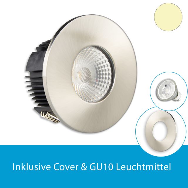 LED Einbaustrahler IP65 rund, nickel, GU10 Leuchtmittel wechselbar, 5W