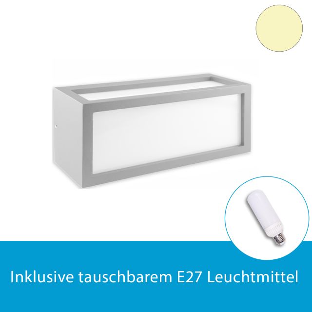 LED Wandleuchte Cube-2 in weiss inkl. E27 LED Cornlight 11W, warmweiss