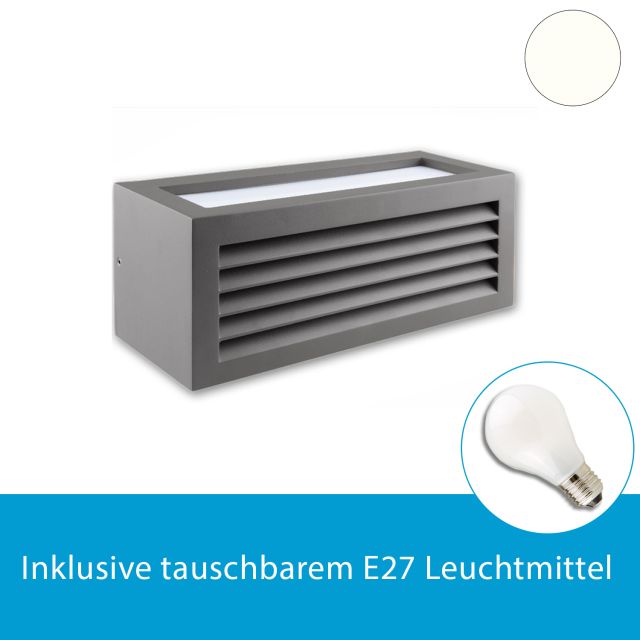 LED Wandleuchte Cube-1 in Anthrazit inkl. E27 LED Birne 7W, neutralweiss, dimmba