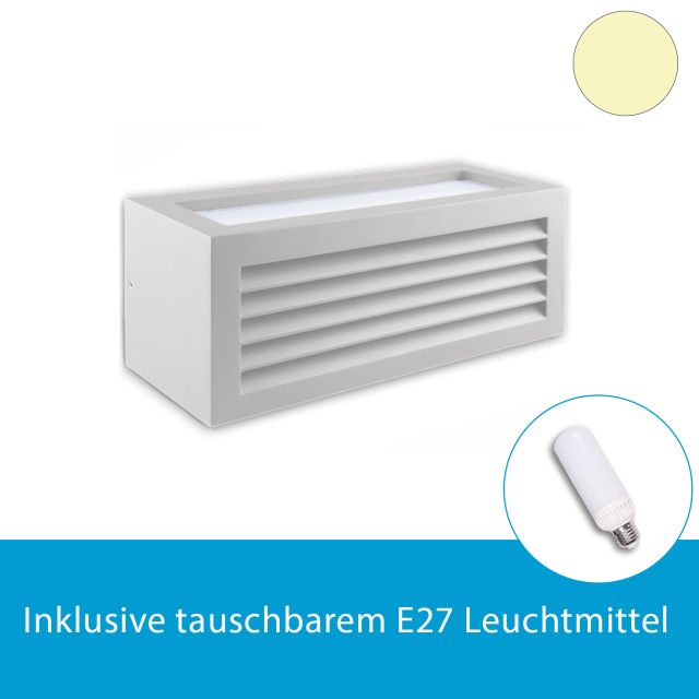 LED Wandleuchte Cube-1 in weiss inkl. E27 LED Cornlight 11W, warmweiss