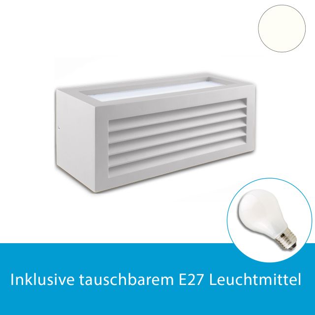 LED Wandleuchte Cube-1 in weiss inkl. E27 LED Birne 7W, neutralweiss, dimmbar