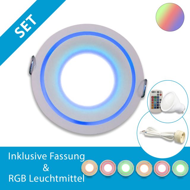 LED Einbaustrahler 6er Set inkl. 6x 5W GU10 Leuchtmittel, RGB-WW, dimmbar