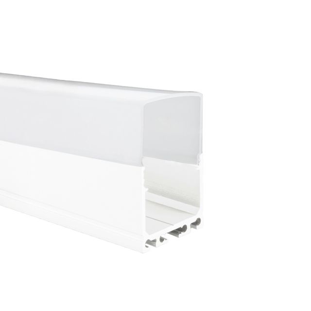 Profi LED Aufbauprofil Maxi 24 weiss, 2 Meter inkl. hoher milchiger Abdeckung