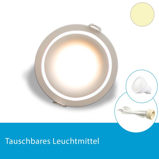 LED Einbaustrahler mit tauschbarem GU10 Leuchtmittel 4,5W, warmweiss, diffus