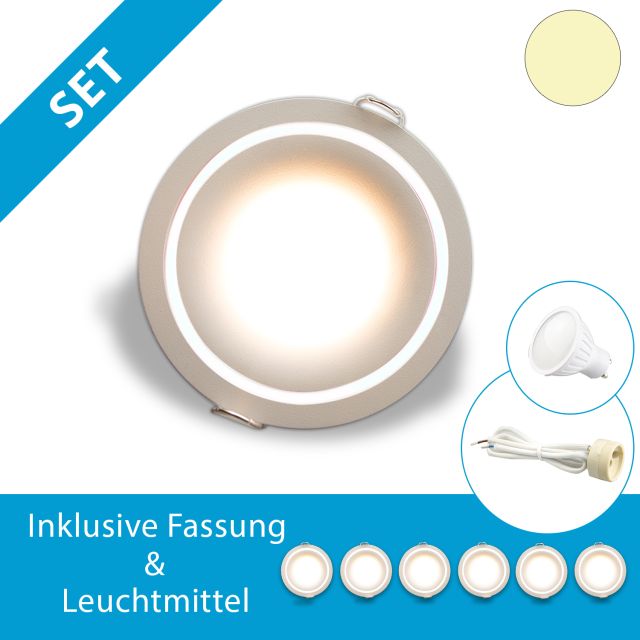 LED Einbaustrahler 6er Set inkl. 6x 4,5 Watt GU10 tauschbare Leuchtmittel