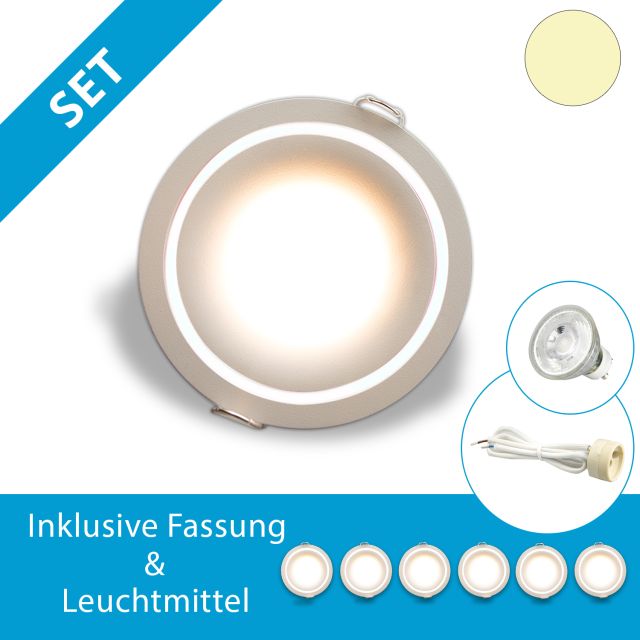 LED Einbaustrahler 6er Set inkl. 6x 5 Watt GU10 tauschbare Leuchtmittel, dimmbar
