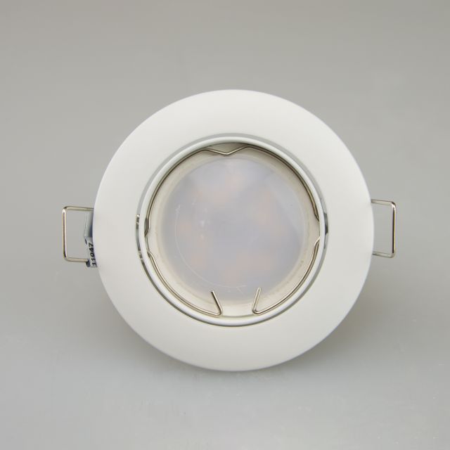 LED Einbaustrahler weiss, schwenkbar, GU10 LED 4,5W tauschbar, warmweiss, diffus