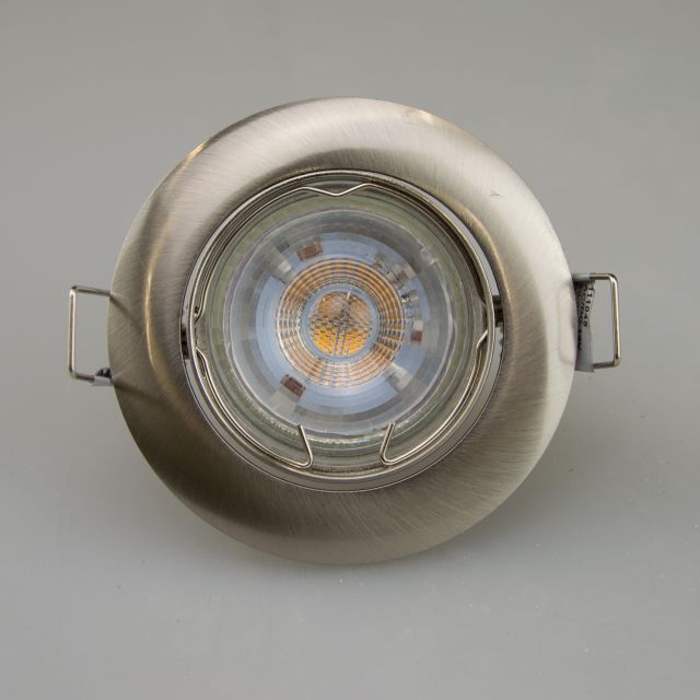 LED Einbaustrahler nickel, schwenkbar, GU10 LED 5W, tauschbar, warmweiss,dimmbar