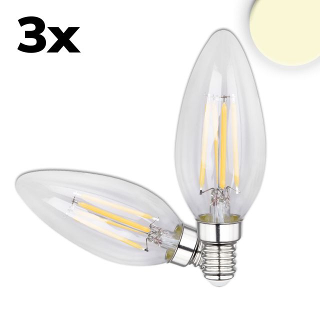 LED E14 Retro Kerze, klar, 4W, 3 STK