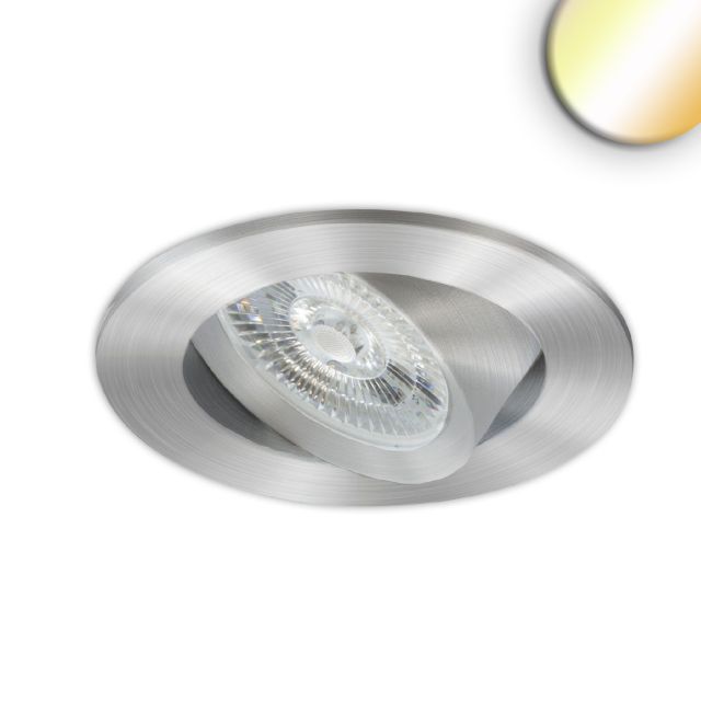 LED Einbauleuchte Flat68, Alu gebürstet, 6W/6W, 24V/DC, rund, weißdynamisch