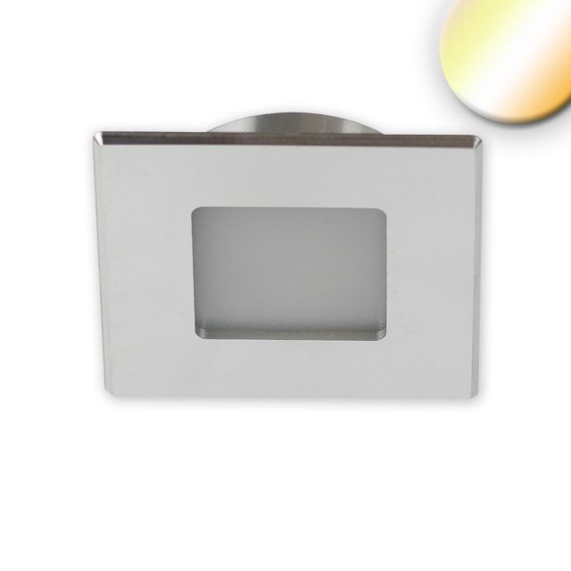 LED Möbeleinbaustrahler, Alu gebürstet, 3W, 24V/DC, eckig, weißdynamisch, dimmbar