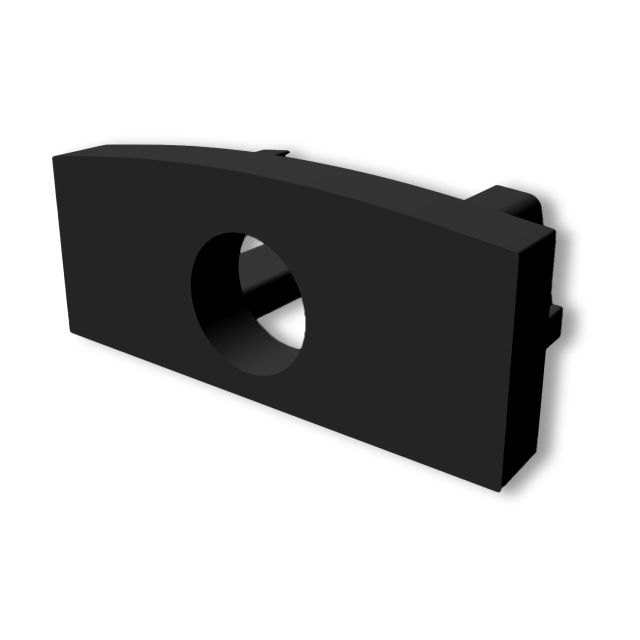 Endkappe EC224 schwarz, mit Kabeldurchführung, für Aufbauprofil Micro-Alu10, 1 STK