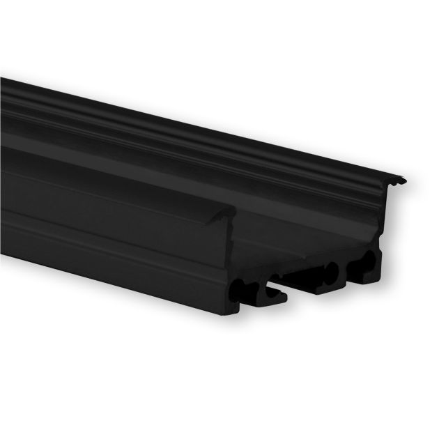 LED Einbauprofil Mini24 Flach, Aluminium schwarz RAL 9005, 200cm