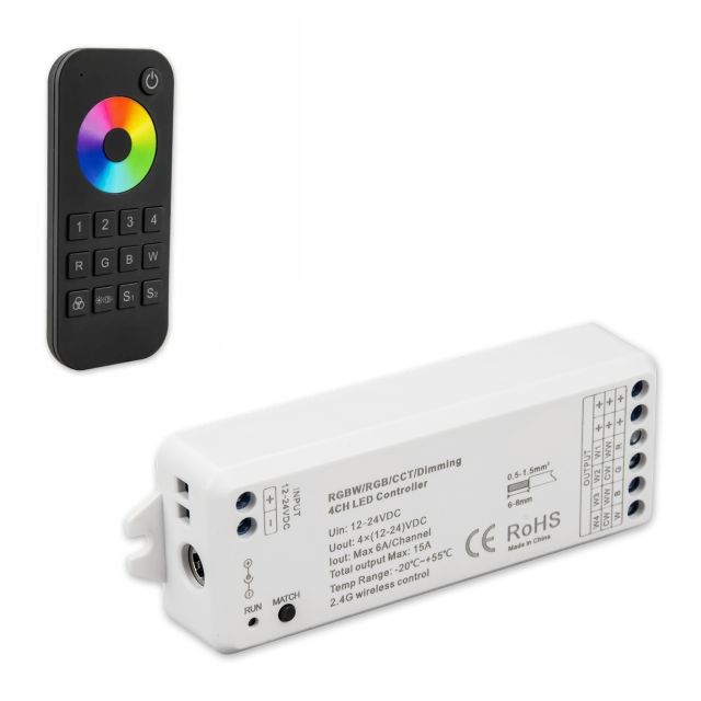 SERRI RGBW Funk Controller 36567 mit 4 Zonen Fernbedienung