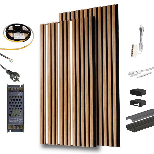 LED Beleuchtungsset inkl. Akustikpaneele 120 x 60 cm, 2er Set mit LED Streifen 3000K und Trafo