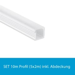 Profi LED SET 10M (5x2M) Aufbauprofil Maxi 12 weiss inkl. milchiger Abdeckung