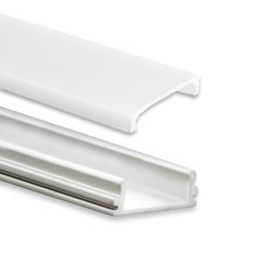 Profi LED Aufbauprofil Mini 12 flach, 2 Meter inkl. flacher milchiger Abdeckung