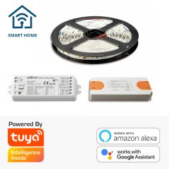 LED SMART HOME Streifen 5M SET, warmweiss, 12V, 4,8W/m inkl. Trafo + WIFI TUYA Controller