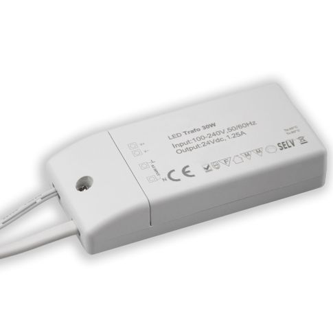 LED Trafo 24V DC, 0-30W, Plug&Play-F, 120cm AC EU Anschlusskabel