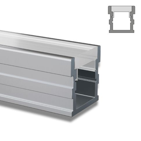 LED Profil HR-Line16 befahrbar, Aluminium eloxiert, 200 cm, inkl. Abdeckung opal, Einfahrt & Garage