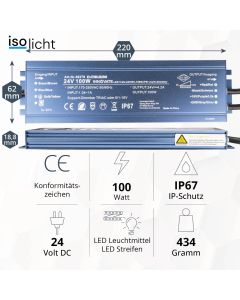 LED Trafo 24V/DC, 100W, IP67, multi-dimmbar