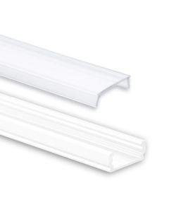 Profi LED Aufbauprofil Mini 12 weiss, 2 Meter inkl. milchiger Abdeckung
