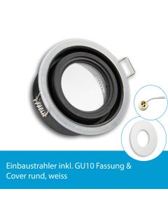 LED Einbaustrahler IP65 für GU10 Leuchtmittel inkl. Cover rund, weiss
