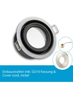 LED Einbaustrahler IP65 für GU10 Leuchtmittel inkl. Cover rund, nickel