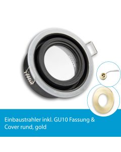 LED Einbaustrahler IP65 für GU10 Leuchtmittel inkl. Cover rund, gold