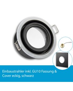 LED Einbaustrahler IP65 für GU10 Leuchtmittel inkl. Cover eckig, schwarz