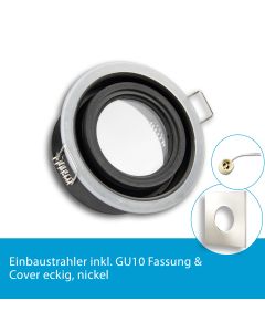 LED Einbaustrahler IP65 für GU10 Leuchtmittel inkl. Cover eckig, nickel