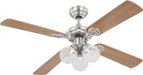 ENIGMA Ventilator Chrom nickel matt, Glas klar, 3 Stufen, rechts-links Lauf, Zugschalter,Motor 50W,
