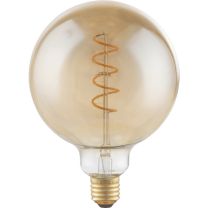 DUBAN LED Leuchtmittel messing, Glas amber, E27 Edison LED Filament, GLOBE,, D:125, H:170, inkl. 1xE