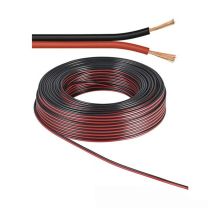 LED Streifen Kabel 25m Rolle 2-polig 0.75mm² H03VH-H YZWL, schwarz/rot, AWG18