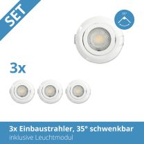 3x Einbaustrahler weiss schwenkbar, 5w, warmweiss