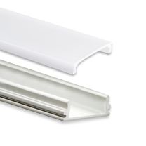 Profi LED Aufbauprofil Mini 12 flach, 2 Meter inkl. flacher milchiger Abdeckung