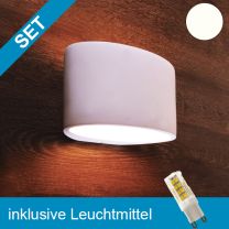 LED Gipsleuchte überstreichbar mit tauschbaren Retro G9 Leuchtmittel 3-5W