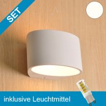 LED Gipsleuchte oval mit tauschbaren Retro G9 Leuchtmittel 3-5W neutralweiss