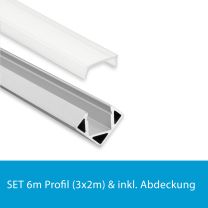 Profi LED SET 6M (3x2M) Eckprofil Mini 11 inkl. milchiger Abdeckung