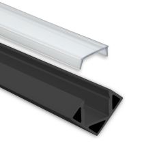 Profi LED Eckprofil Mini 11 schwarz, 2 Meter inkl. flacher klarer Abdeckung
