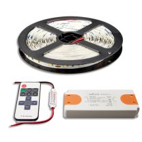 LED Streifen 5M SET 12V, 4,8W/m inkl. Mini Funk Dimmer + Trafo ECO