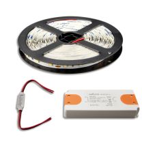 LED Streifen 5M SET 12V, 4,8W/m inkl. Mini Kabeldimmer + Trafo ECO