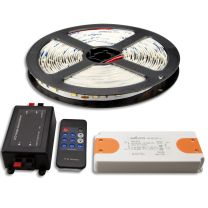 LED Streifen 5M SET 12V, 4,8W/m inkl. Funkdimmer mit Nachlaufsteuerung + Trafo