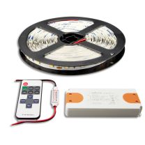 LED Streifen 5M SET 24V, 4,8W/m inkl. Mini Funk Dimmer + Trafo ECO