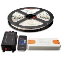 LED Streifen 5M SET 24V, 4,8W/m inkl. Funkdimmer mit Nachlaufsteuerung + Trafo