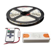 LED Streifen 5M SET 12V, 9,6W/m inkl. Mini Funk Dimmer + Trafo ECO